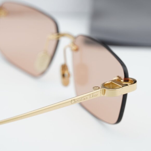 Dior CDIOR S4U B0L0 Rectangle Sunglasses - Gold/Pink